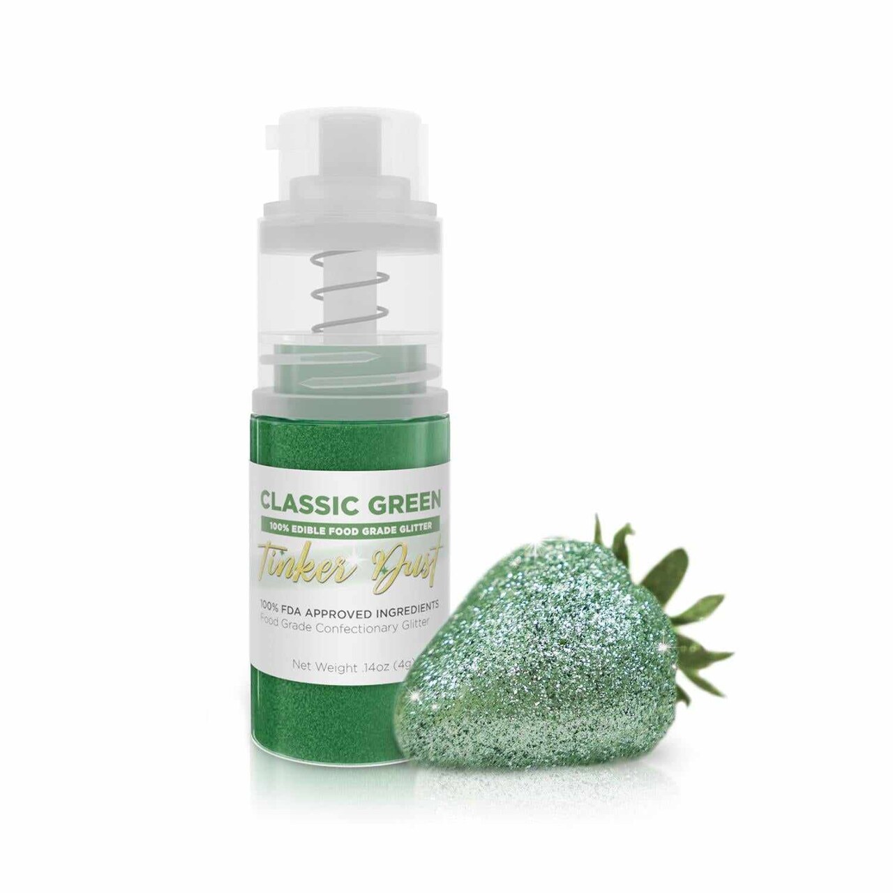 Bakell - Classic Green Tinker Dust Edible Glitter (4g, 1x Spray Pump) for Food, Desserts, and Beverages!